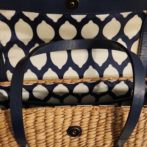 Kate Spade Navy and Tan Woven Shoulder Bag - Picture 4 of 11